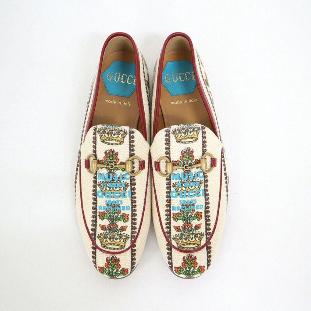 Gucci Anniversary Horsebit Accent Jaguar Drofa 8.5 Ivory Print Ivory- Print - Picture 2 of 8